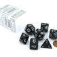 Chessex Dice: Polyhedral 7-Die Opaque Dice Set - Black with White