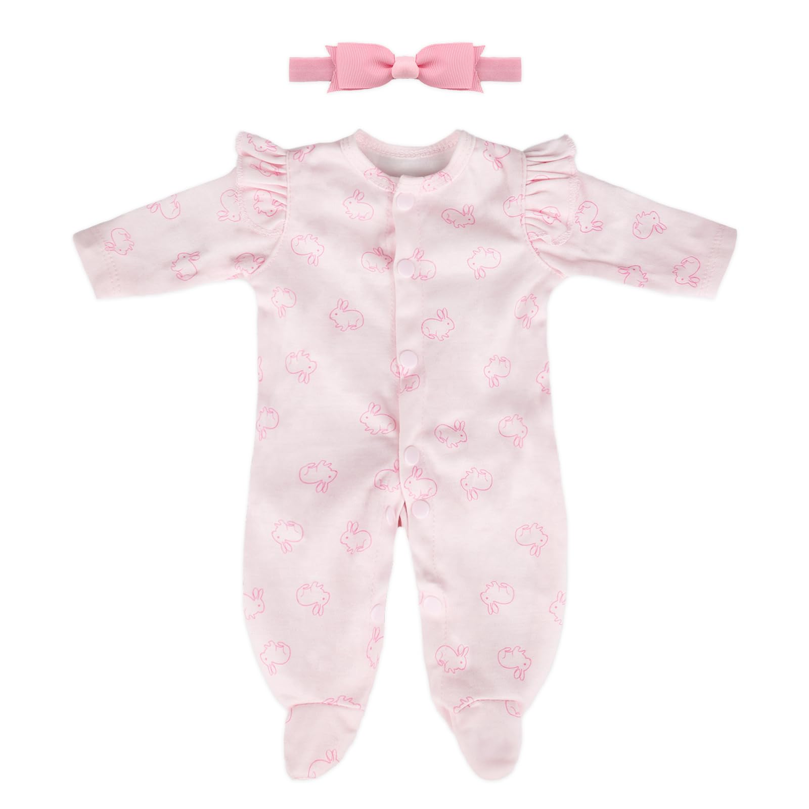 Caranovo Realistic Reborn Baby Doll Clothes 16-18 Inch 2Pcs Pink Outfits Clothing Set Accessories Suitable For Reborn Babies And