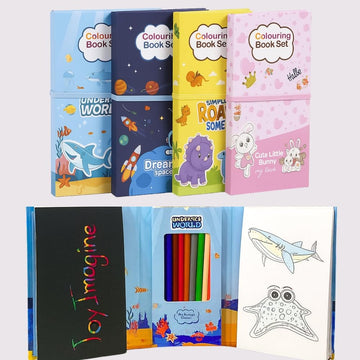 Toy Imagine Coloring Book Set For Kids - Art & Craft Kit With Coloring Sheets, Pencils & Scratcher | Creative Drawing & Activity