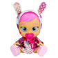 Cry Babies Stars Coney -12' Baby Doll | Pink And White Shiny Iridescent Dress With Bunny Themed Hoodie, For Girls And Kids 18M And Up