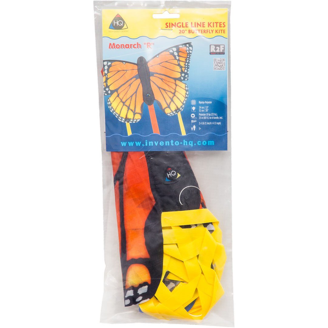 Hq Kites Monarch R Butterfly Kite, 20 Inch Single Line Kite With Tail