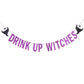 Drink Up Witches Banner Purple Glitter, Halloween Witch Banner Witches Halloween Party Banner For Witch Party Decorations Halloween Haunted Mansion Party Decorations