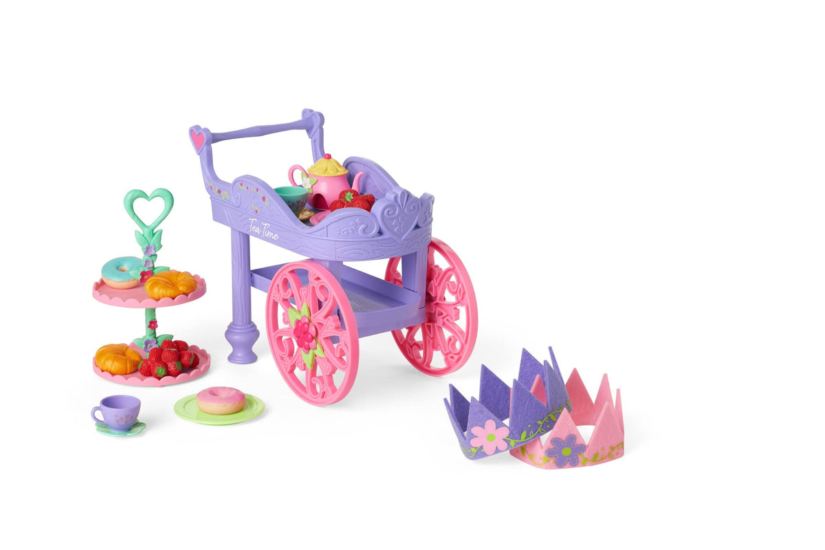 American Girl Welliewishers 14.5Inch Doll Tea Time Cart Playset With Treat Stand, Plates, And Crowns, For Ages 4+