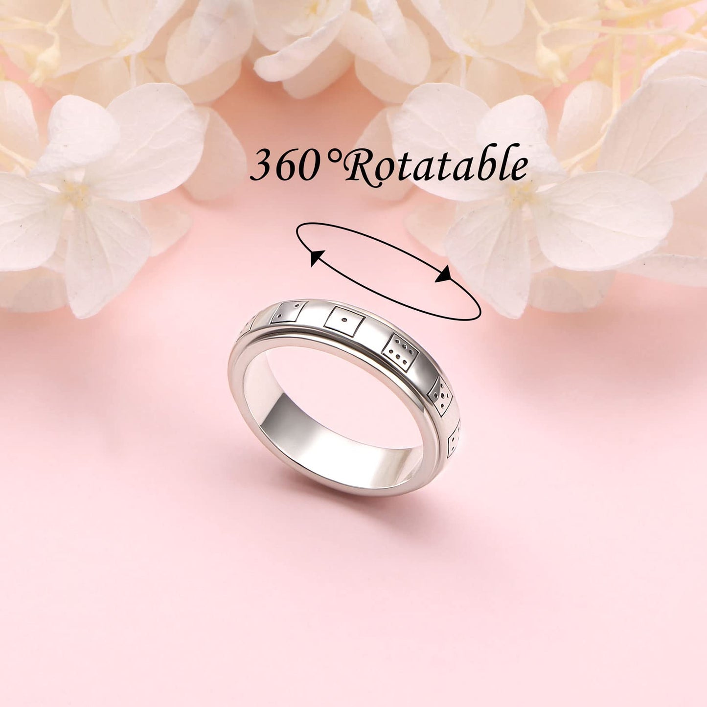 Hoohwe Spinner Rings For Anxiety,S925 Sterling Silver Fidget Anxiety Worry Relieving Boredom Adhd Autism Band Rings For Women (7