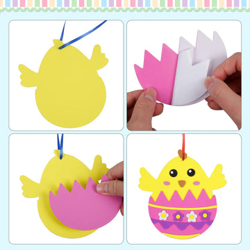 Fennoral 12 Pack Easter Craft Kit For Kids Make You Own Easter Foam Stickers Ornament Diy Easter Arts And Crafts For Easter Part