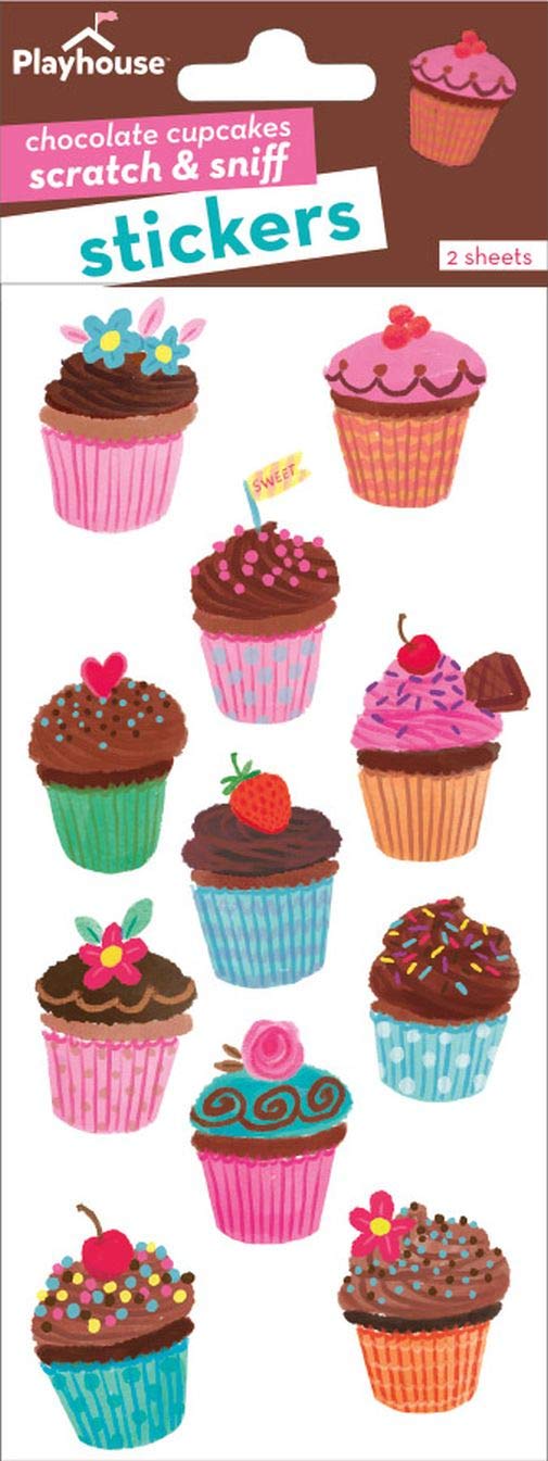 Playhouse Cupcake Party Chocolate Scented Scratch & Sniff Stickers - 1 Pack of Two Sticker Sheets