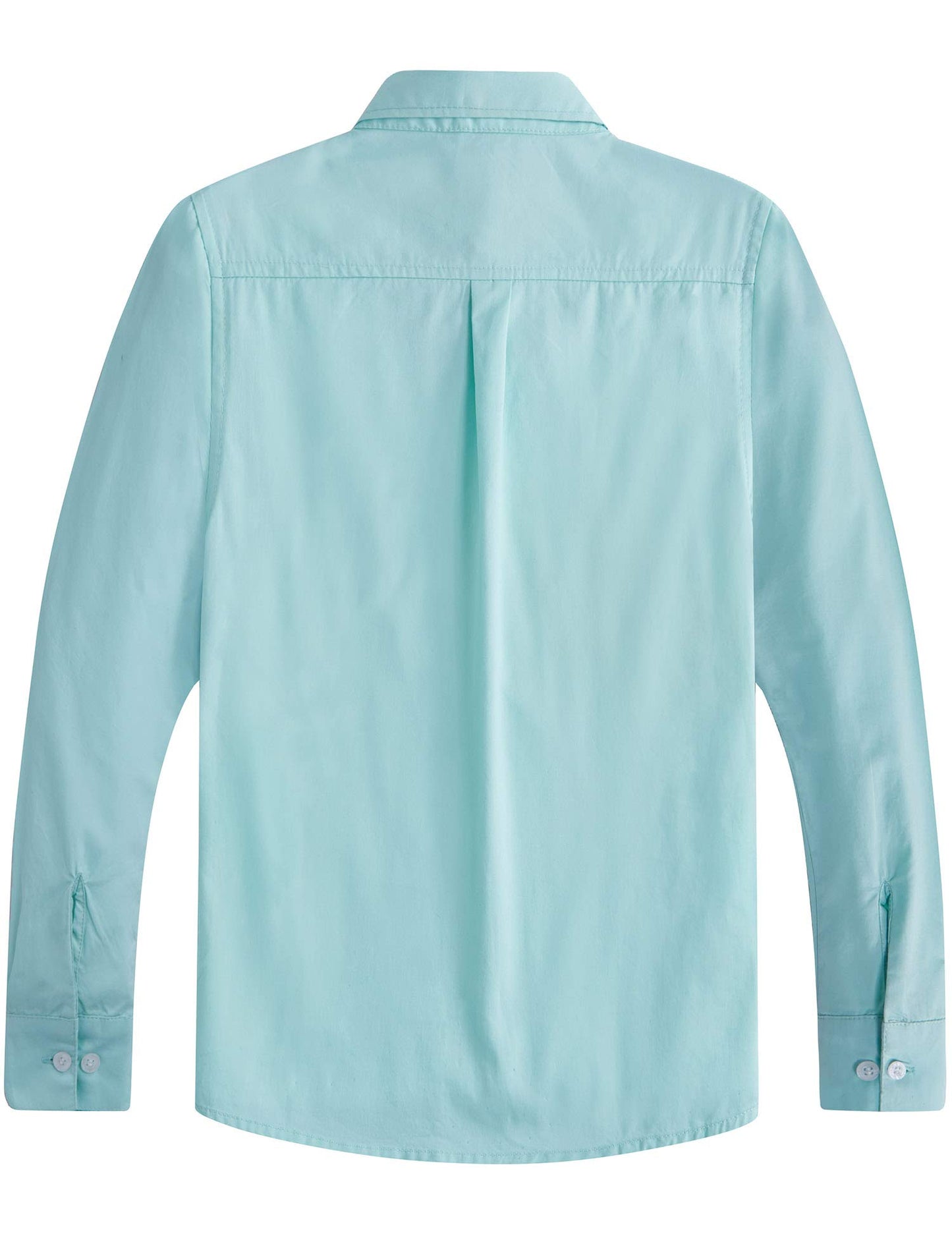 Springgege Boys Long Sleeve Dress Shirts Formal Uniform Woven Solid, Aqua, 9-10 Years