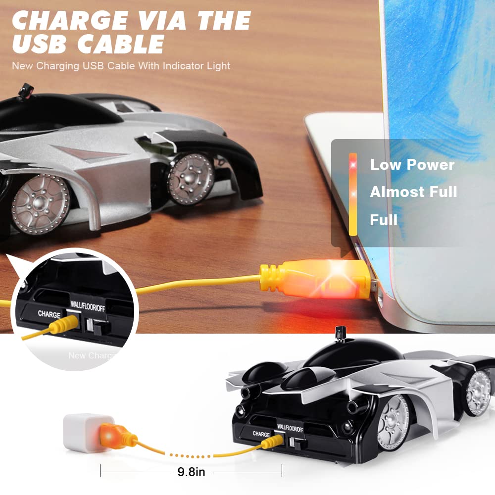EpochAir Wall Climbing Remote Control Car Dual Mode 360deg Rotating RC Stunt Cars with Headlight Rechargeable Toys for Boys Girl