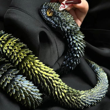 Wuqiren 2Pcs 18'' 3D Printed Snake,3D Printed Animals,Like Movable Snake Realistic Slithering Design,(Black-Gold And Red-Gold)