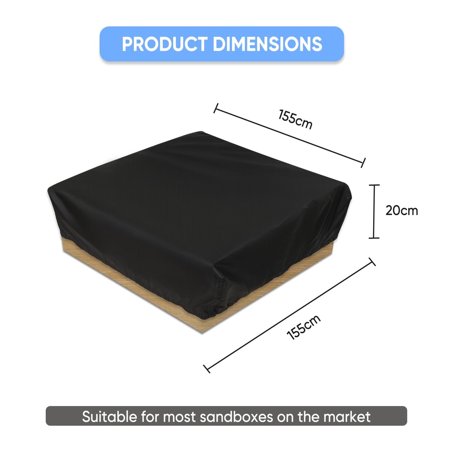 NEVERLAND Waterproof Sandboxes Cover, Square Heavy Duty Outdoor Sand Box Cover, UV Resistant and Dustproof, Suitable for Protect