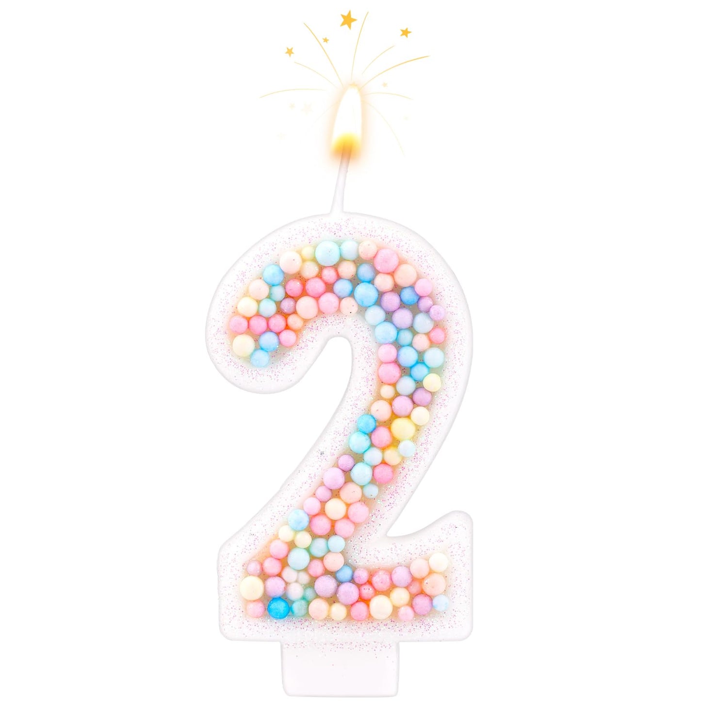 Birthday Candles, 0-9 Number Macaron Cake Candles Glitter Cake Topper Decorations for Wedding Anniversary Birthday Party (2)