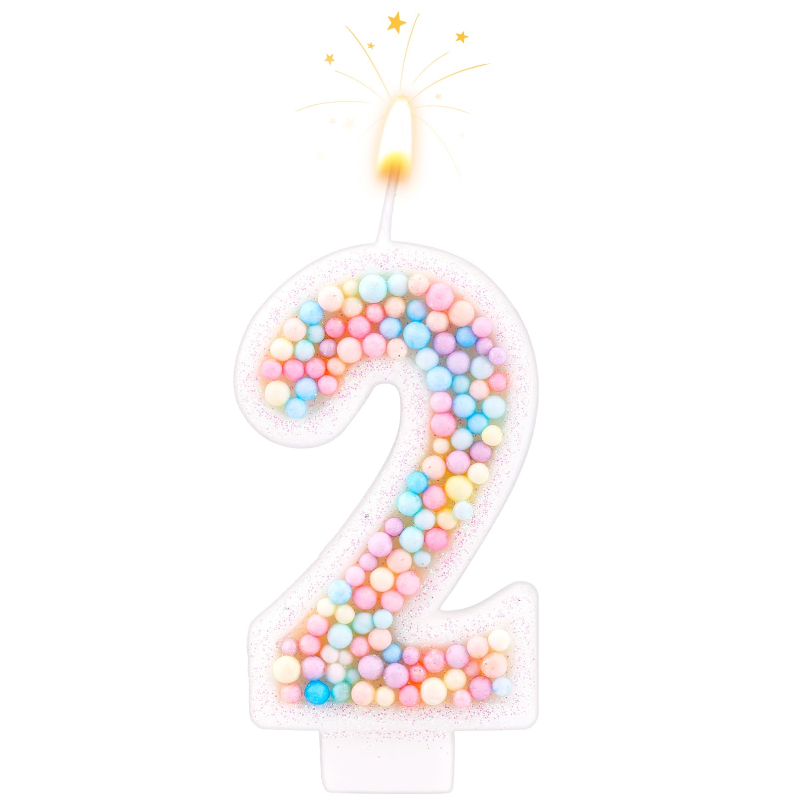 Birthday Candles, 0-9 Number Macaron Cake Candles Glitter Cake Topper Decorations for Wedding Anniversary Birthday Party (2)