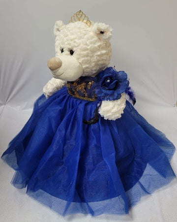 Kinnex Collections Since 1997 20'' Teddy Bear With Elegant Dress (Centerpiece) ~ B16631N-15G (Royal Blue/Gold)