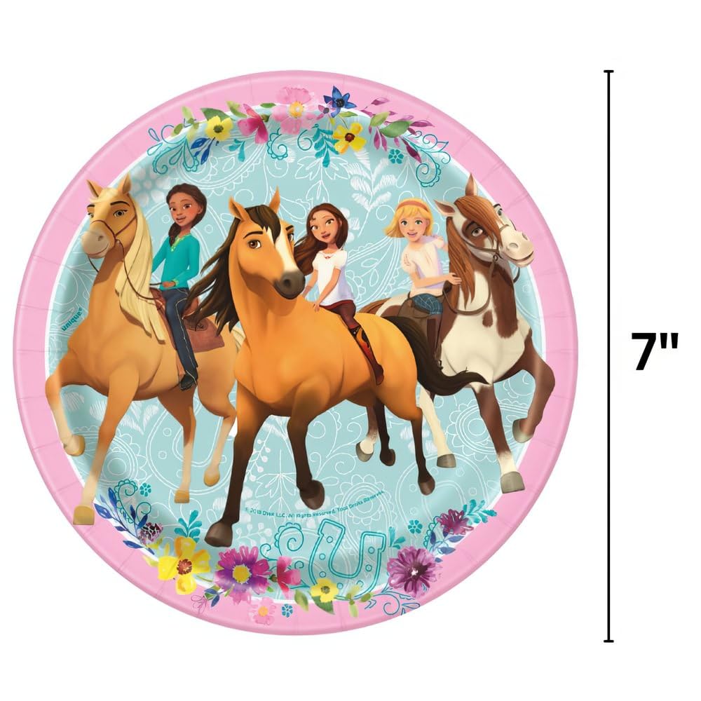 Unique Round Dessert Paper Plates - 7, Spirit Riding Free, 8 Pcs