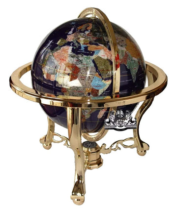 Unique Art 21-Inch Tall Blue Lapis Ocean Table Top Gemstone World Globe With Gold Tripod