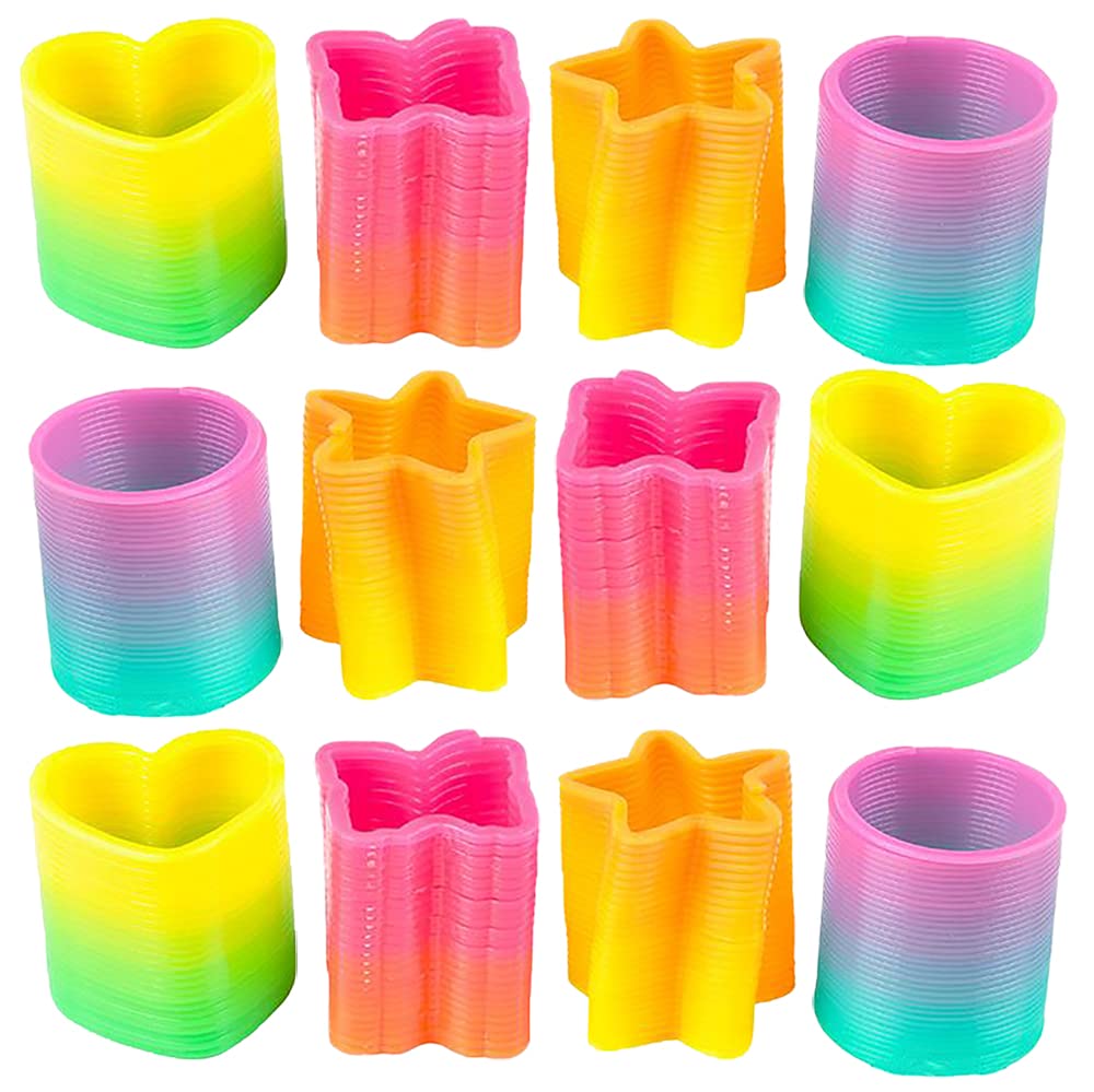 The Dreidel Company Rainbow Coil Spring Assortment, Heart, Star, Butterfly, Circle Shaped Coils, Party Favor For Kids, 1.4' (35Mm) (12-Pack)