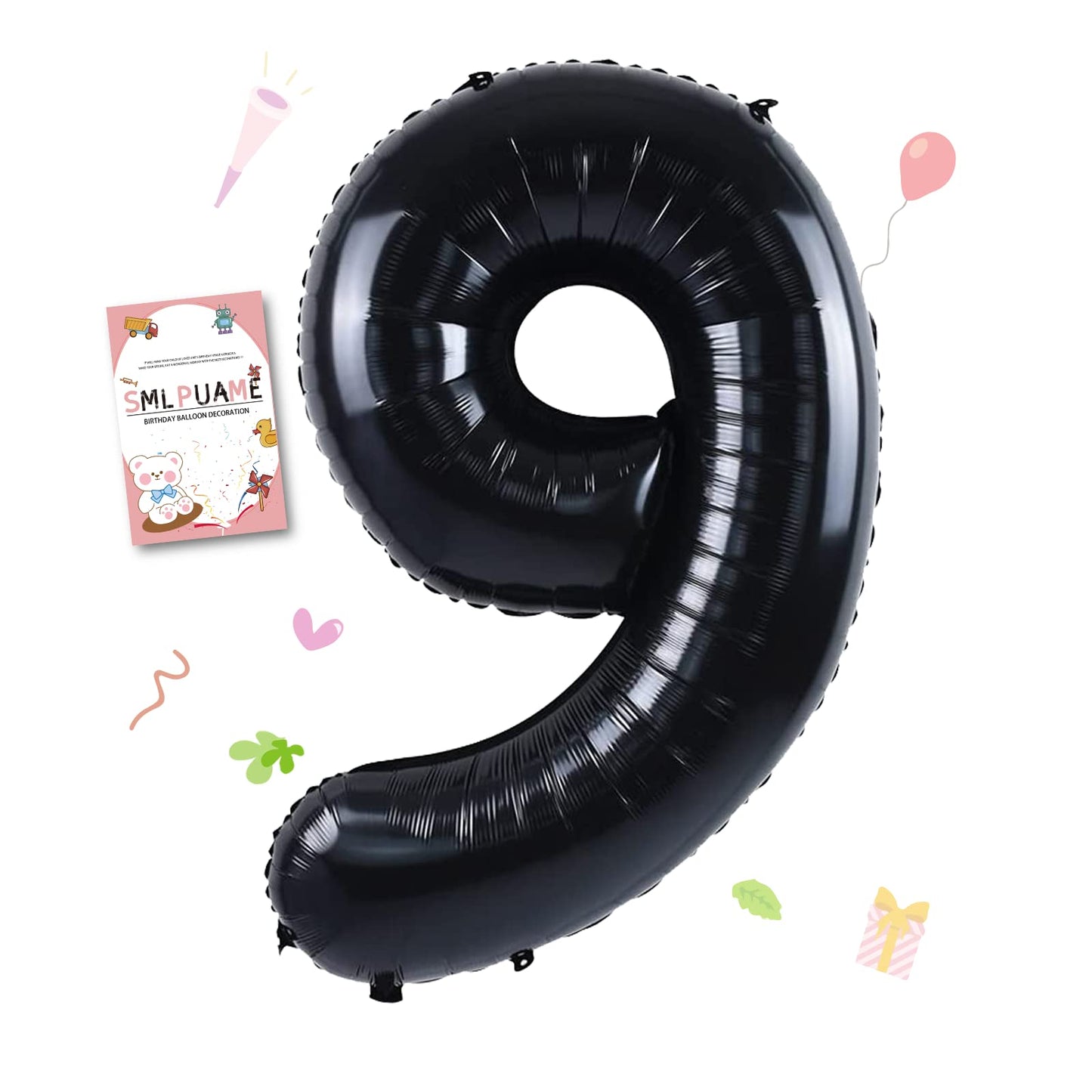 Smlpuame 40 Inch Number Balloon 0-9 Black Large Number 9 Balloons,Digital Balloons For Birthday Party Celebration Decorations Su