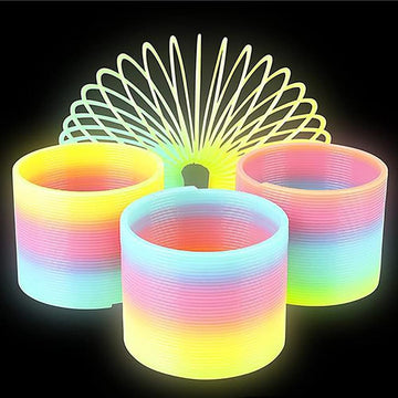Plastic Coil Spring, Glow-In-The-Dark Magic Rainbow Slingy, Party Favor, Birthday Bag Filler, Stocking Stuffers, 3'' (80MM) (210