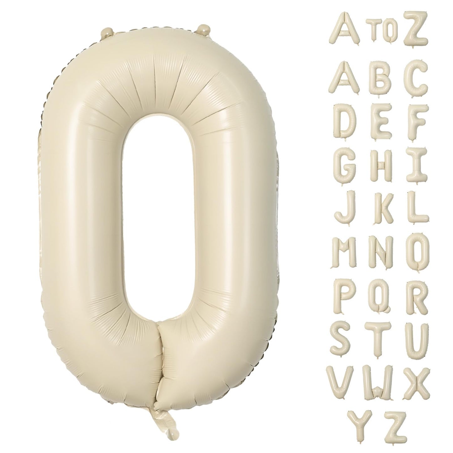 Biapian 40 Inch Letter O Balloons, Giant Cream O Foil Balloon, Big Single Alphabet A-Z Balloons, Beige Large Aluminum O Balloons