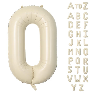 Biapian 40 Inch Letter O Balloons, Giant Cream O Foil Balloon, Big Single Alphabet A-Z Balloons, Beige Large Aluminum O Balloons