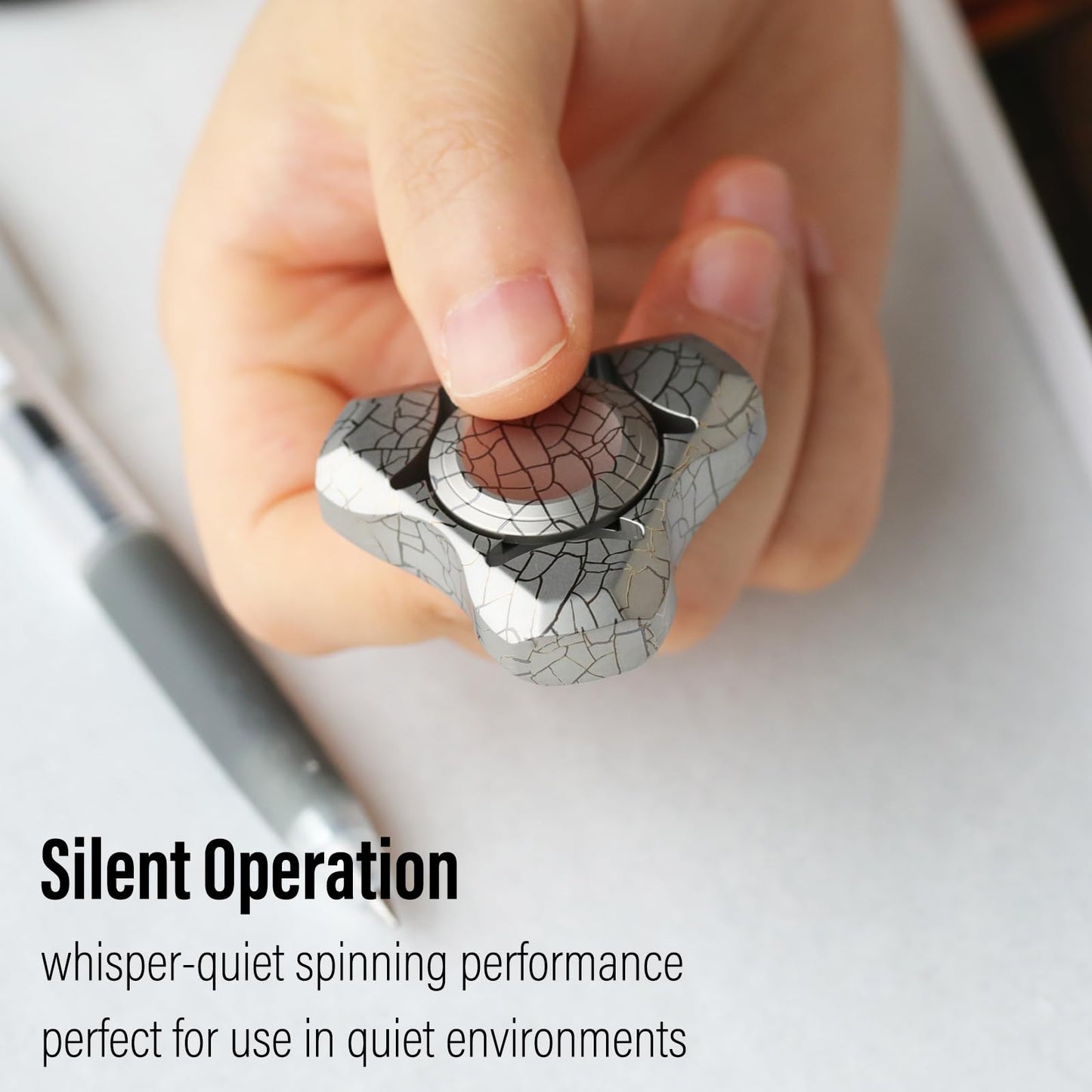 FREELOVE Metal Fidget Spinner for mature-themeds  Heavy Duty Tri-Spinner Toys  Small Mini Fox Figette Tools  Silent High Speed enhanced Bearing  Fast Spin Hand Widget  Titanium Alloy led Design