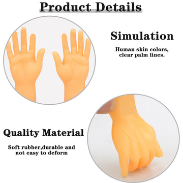 30 Pack Tiny Finger Hands,Flat Hand Style Mini Hand Puppet,Little Tiny Hand For Puppet Show,Party Favors,Games,Gag Performance,15 Left & 15 Right