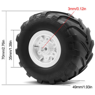 OGRC 1.0 RC Monster Truck Wheel Rim Tires Set for FCX24 SCX24 C10 JLU Deadbolt Gladiator Bronco 1/24 Crawler Car (Silver)