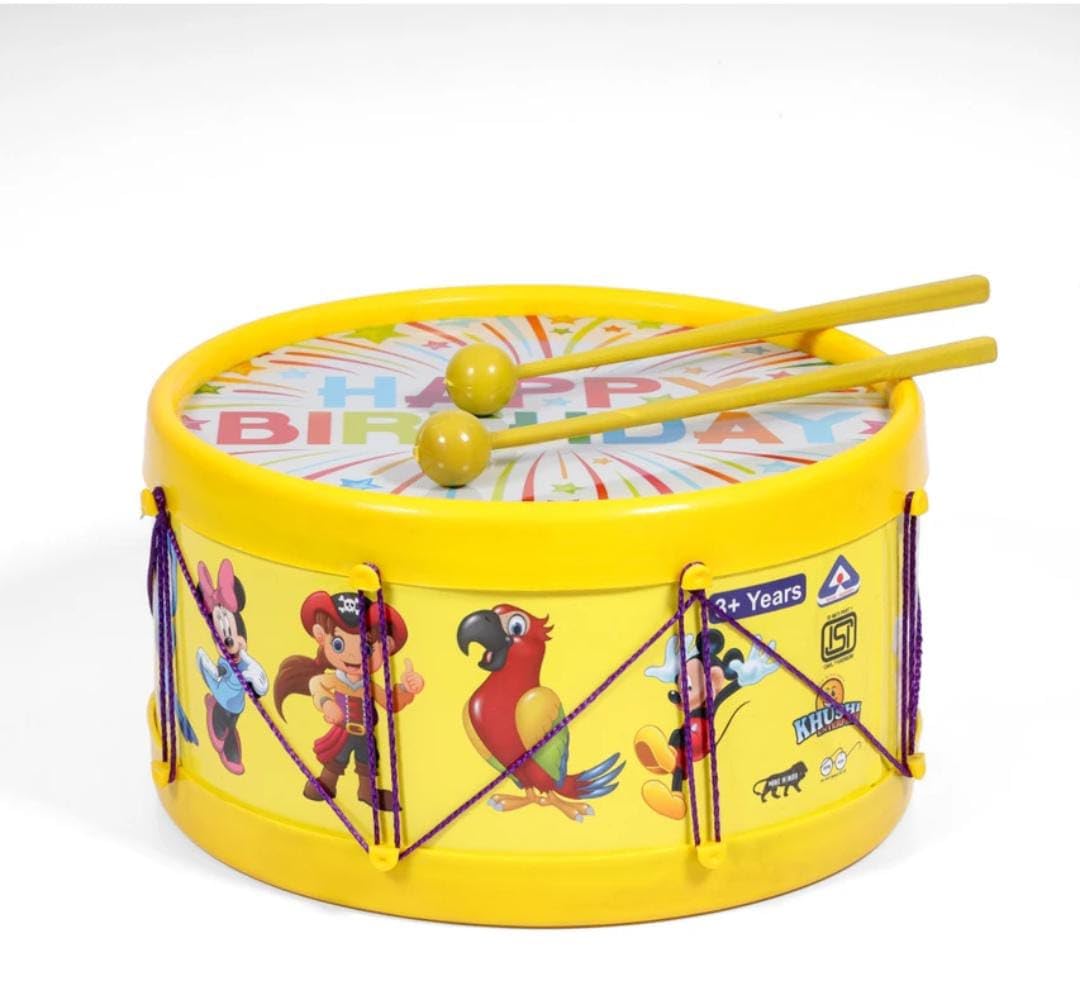 Kids Musical Drum Toy With Sticks & Belt | Plastic Cartoon Drum For Children