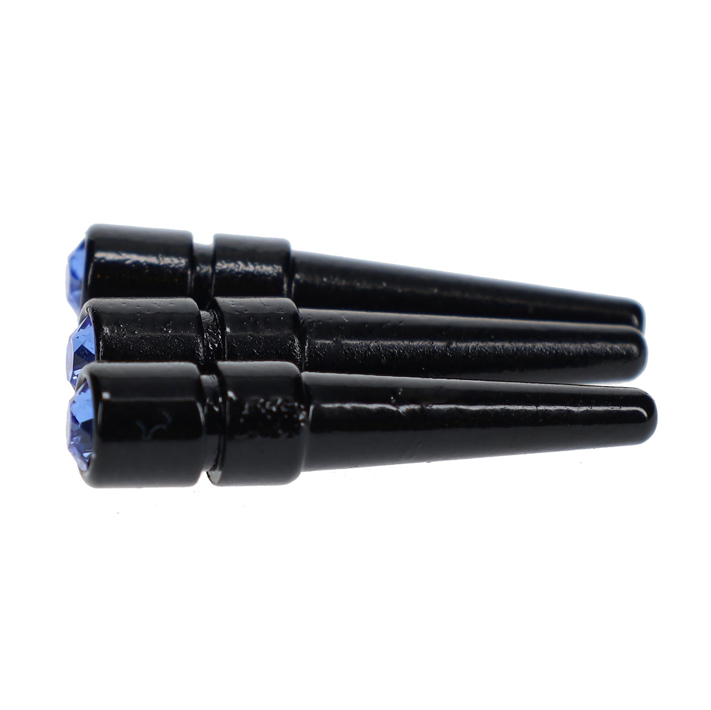 WE Games Black Metal Cribbage Pegs with Austrian Crystals - Set of 3 - Cobalt Blue