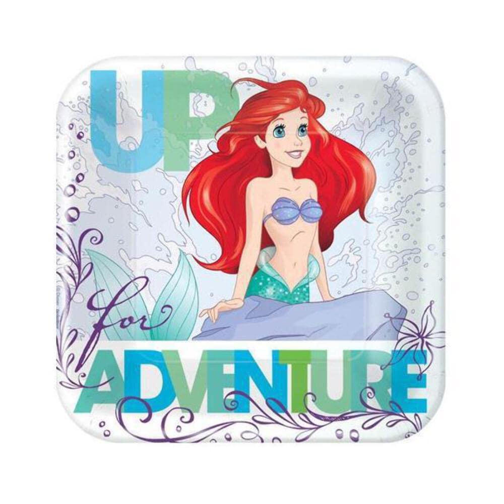 Amscan 541620 Square Plates | Disney Ariel Dream Big Collection | 8 pcs | Party Accessory