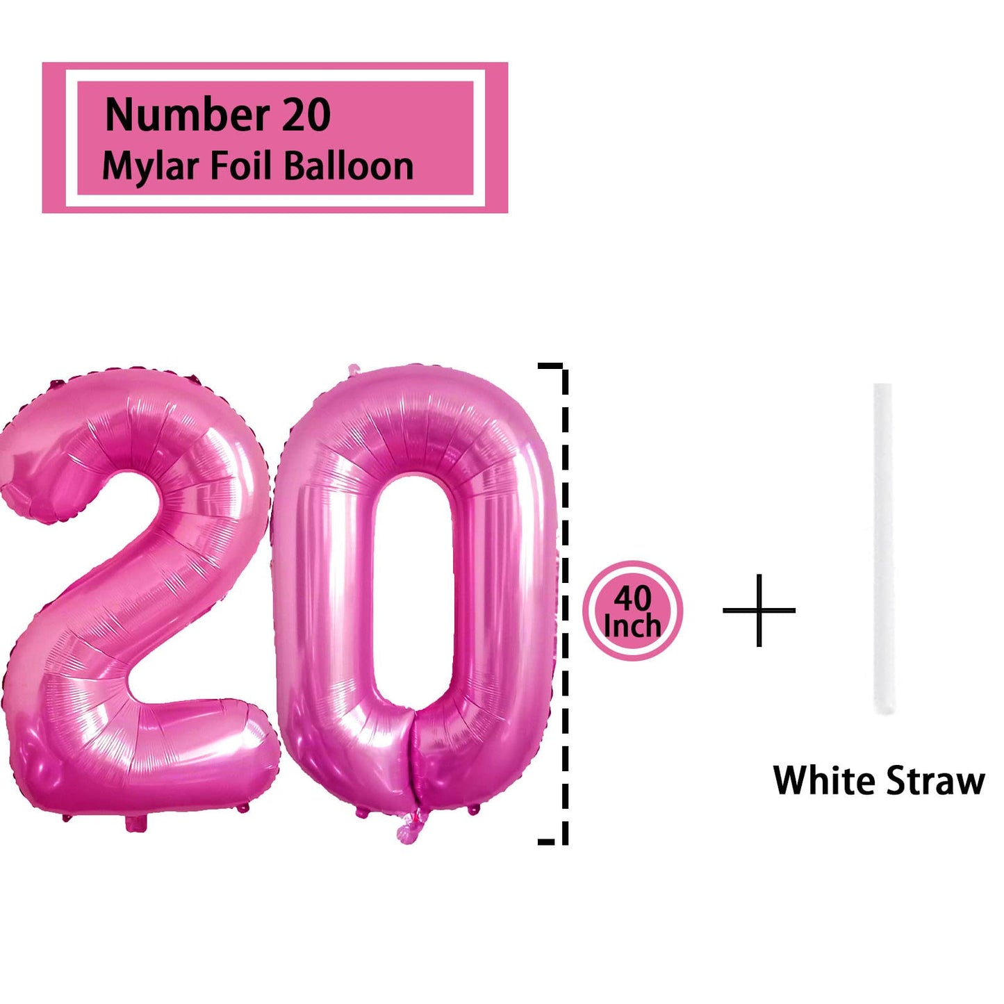 20 Number Balloon Pink 40 Inch Big Foil Mylar 20Th Balloons For 20 Year Old Boy Girl Birthday Party Decorations Wedding Annivers