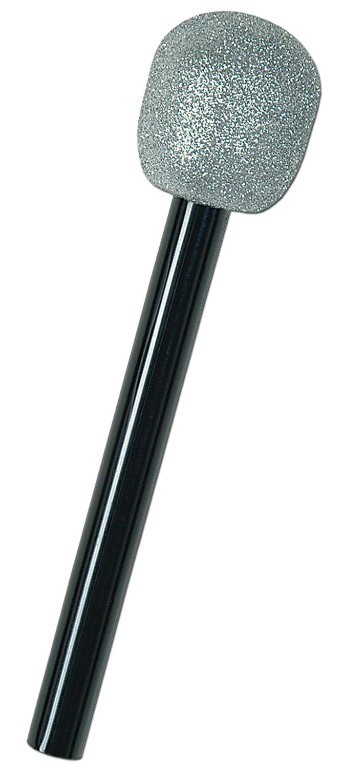 Beistle Silver and Black Glittered Microphone