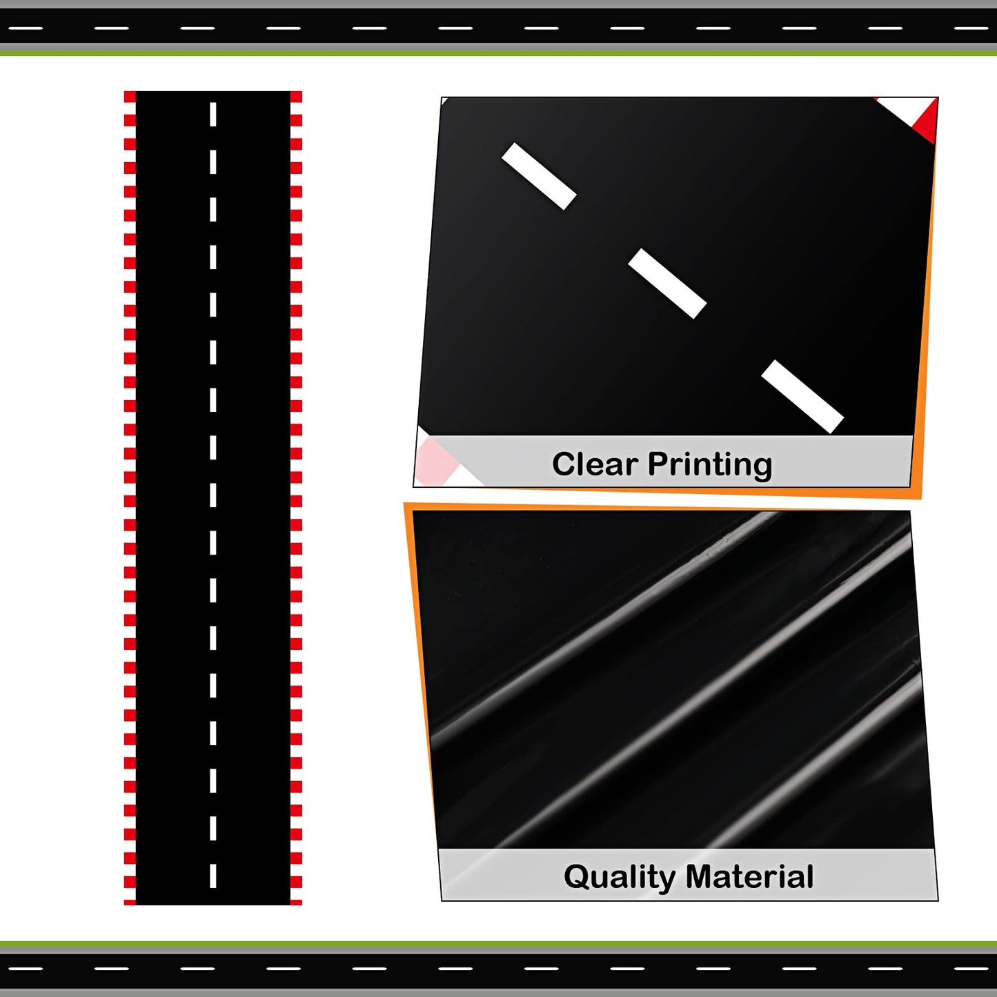 Racetrack Floor Running Black Racer Party Decoration Mat Road Table Runner Long Racetrack Tablecloth Drag For Party (Stripe Styl