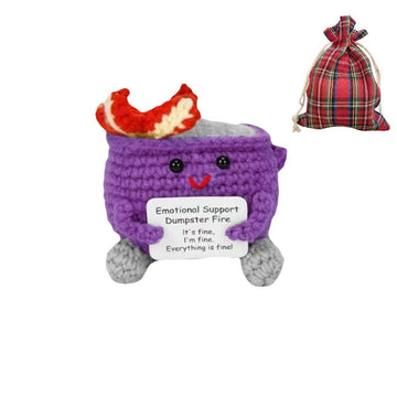 MORDUEDDE Crochet Dumpster Fire, Emotional Support Dumpster Fire Plush Handmade, Positive Dumpster Fire Toy Crocheted Gift for M