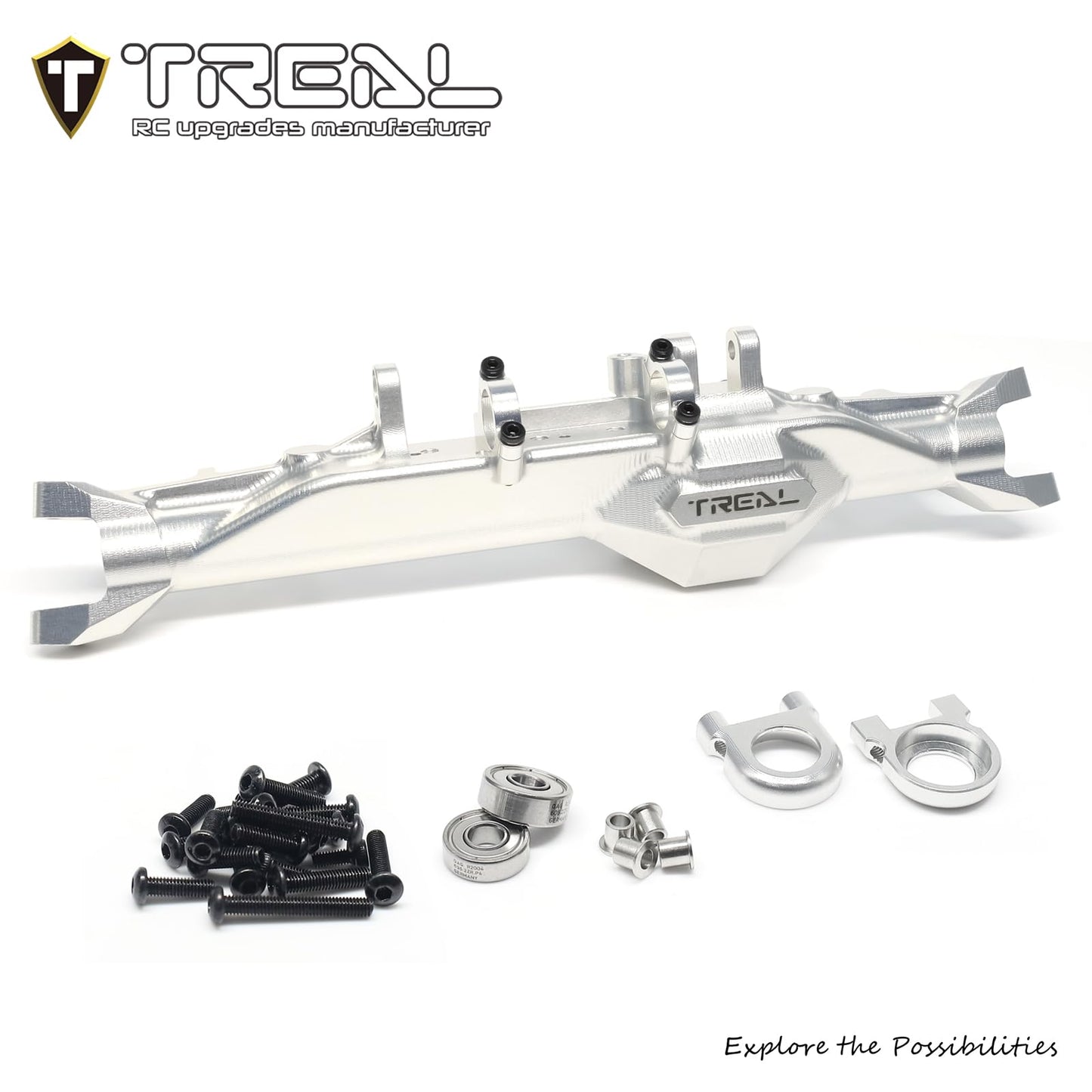 TREAL Aluminum 7075 Front Axle Housing CNC Billet Machined Upgrades for Vanquish Products H10 Optic(Silver)