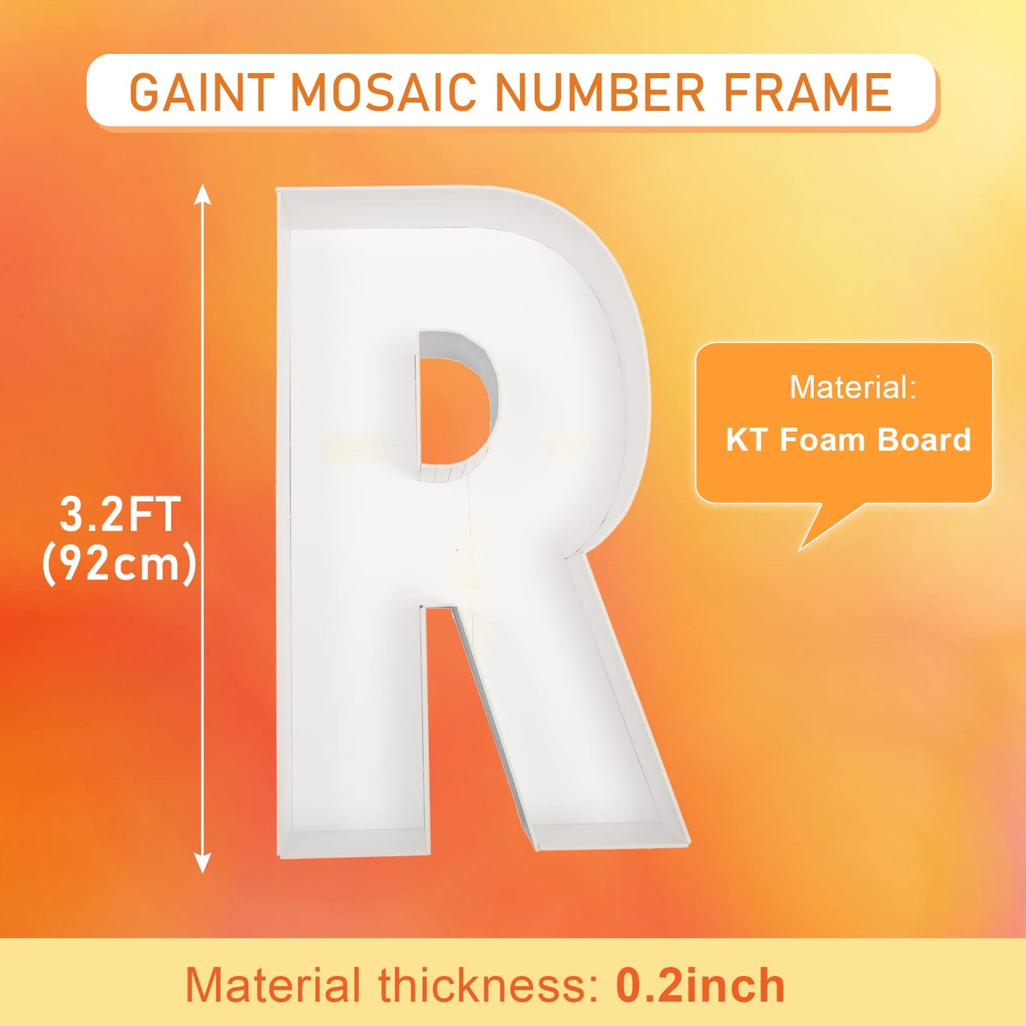3Ft Large Marquee Letters Mosaic Balloon Frame Pre-Cut Foam Board Marquee Light Up Letters R For Birthday Party Decorations,Wedd