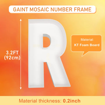3Ft Large Marquee Letters Mosaic Balloon Frame Pre-Cut Foam Board Marquee Light Up Letters R For Birthday Party Decorations,Wedd