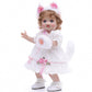 Cloveray Baby Doll  18 Inch Realistic Reborn Toddler Real Life Baby Dolls with White Lace Dress  Magnetic Cat Nose  Fluffy Paw Mitten & Tail  enhanced Collectible Gift for 3+ Year Old Girls