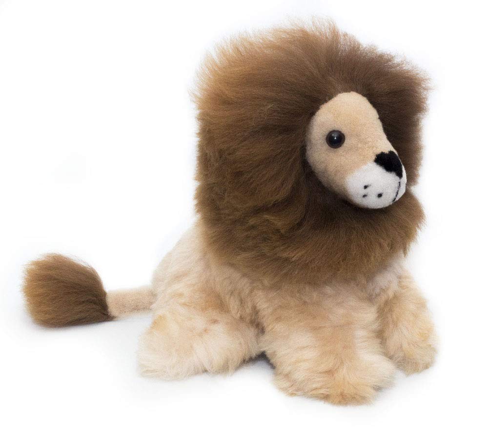 AlpacaNext Lion Handmade on Real Alpaca Wool. Alpaca Stuffed Animal. Soft  Cute and Cuddly Alpaka Plush Toy (11 inches  Brown Mane)