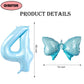 40 Inch Number 4 Balloon With Bow Blue Happy Birthday Jumbo Number Balloon For Boys Girls Birthday Decorations Party Supplies (B