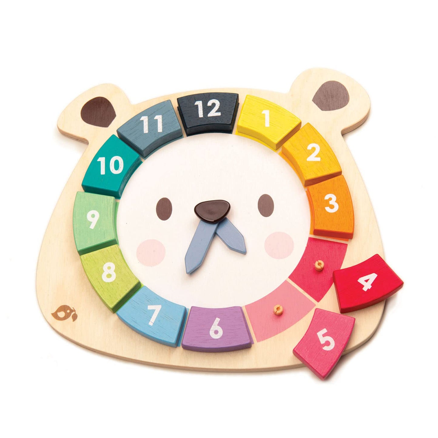 Tender Leaf Toys - 12 Pcs Bear Colors Clock, Early Learning Time, Educational Learning Clock Toy - Wooden Clock, Lovely Shapes - Cognitive Toy For Kids