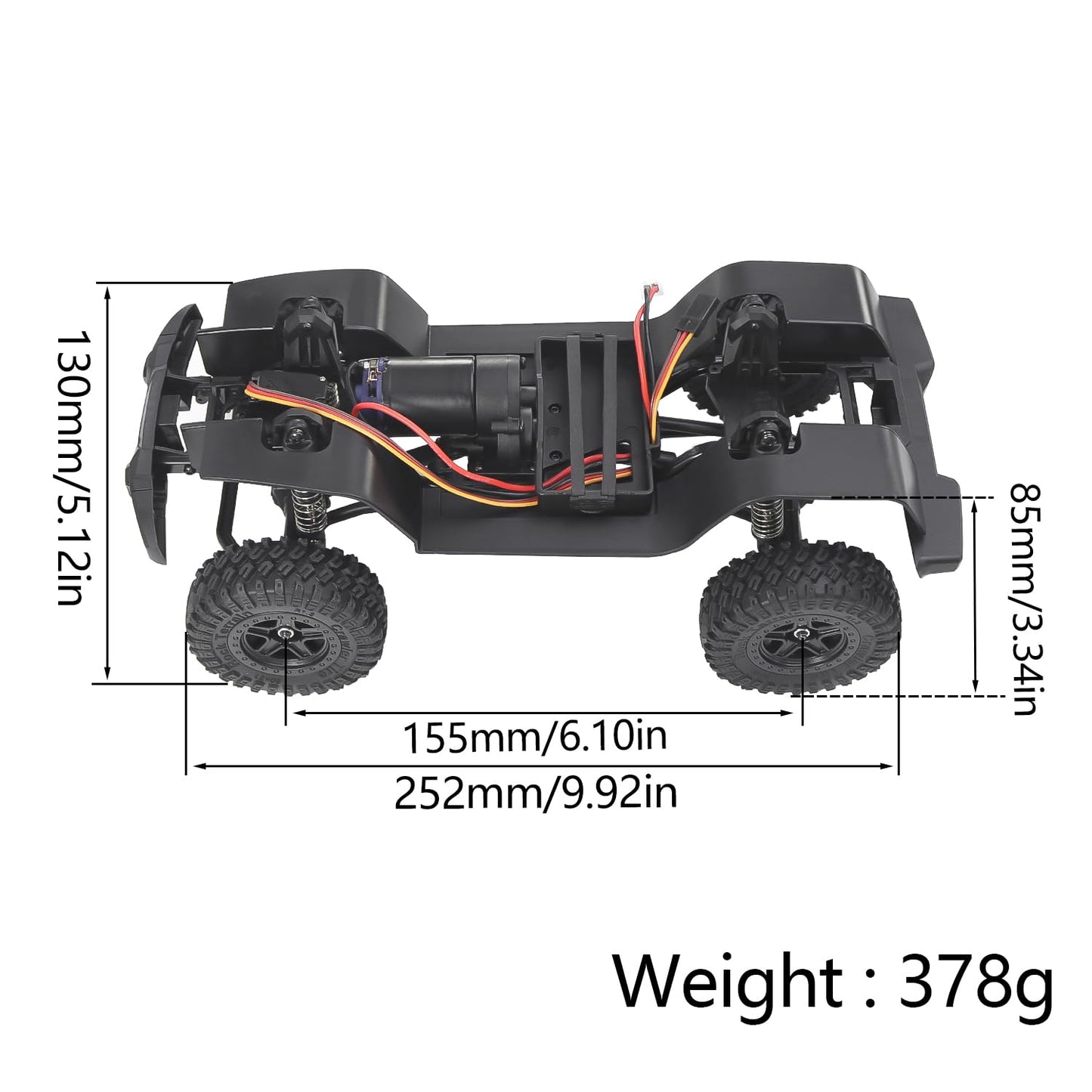 Faccnoy Trx4M 155Mm 6.10In Wheelbase Assembled Frame Chassis Front Rear Axles Gearbox For 1/18 Ax-8560 Rc Crawler Trx4-M Bronco