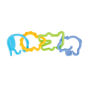 Nuby Animal Click Linkables, 24 Colorful Links For Strollers, Car Seats, & Travel, 3+ Months