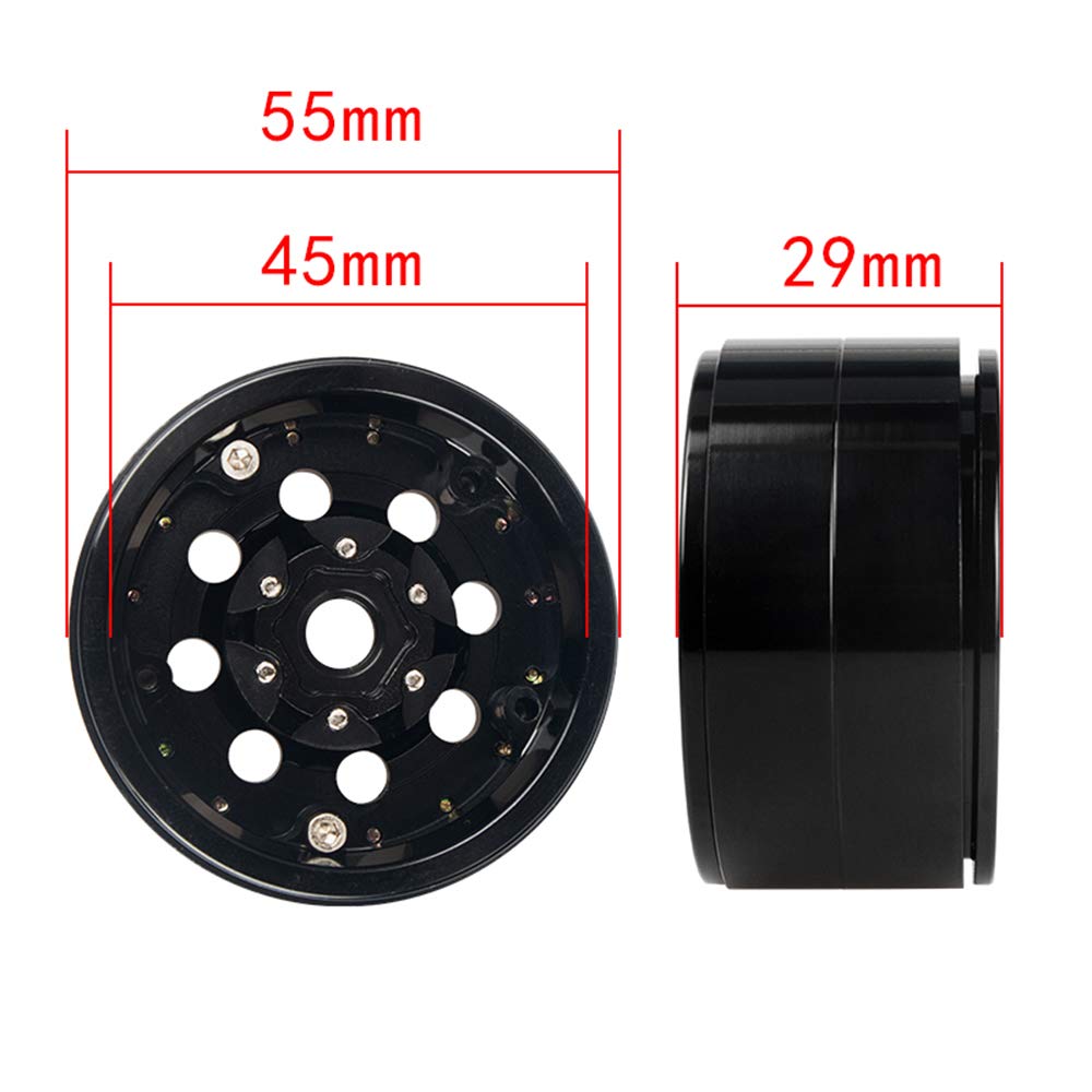 KYX Racing Aluminum Alloy 1.9'' Wheel Rims Upgrades Parts Accessories for RC Crawler Car Axial SCX10 II 90046 SCX10 III Capra UT