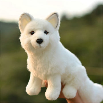 Tammyflyfly Arctic Fox Plush Toy 11 Inches, 28Cm, Soft Snow Queen Fox Stuffed Animal Doll (A-Sit)