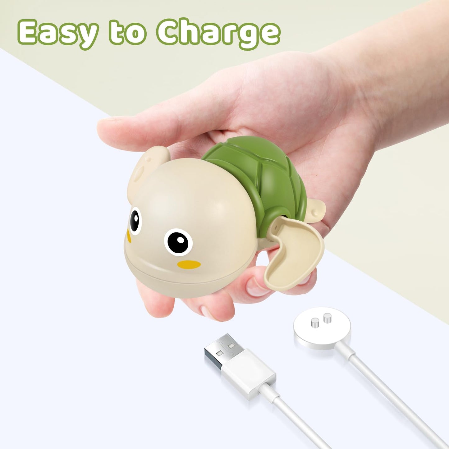 Gigilli Rechargeable Swimming Turtle Bath Toys, Baby Bath Toys for Kids Ages 1-3 2-4, Light Up Bathtub Pool Water Toys, Comes wi