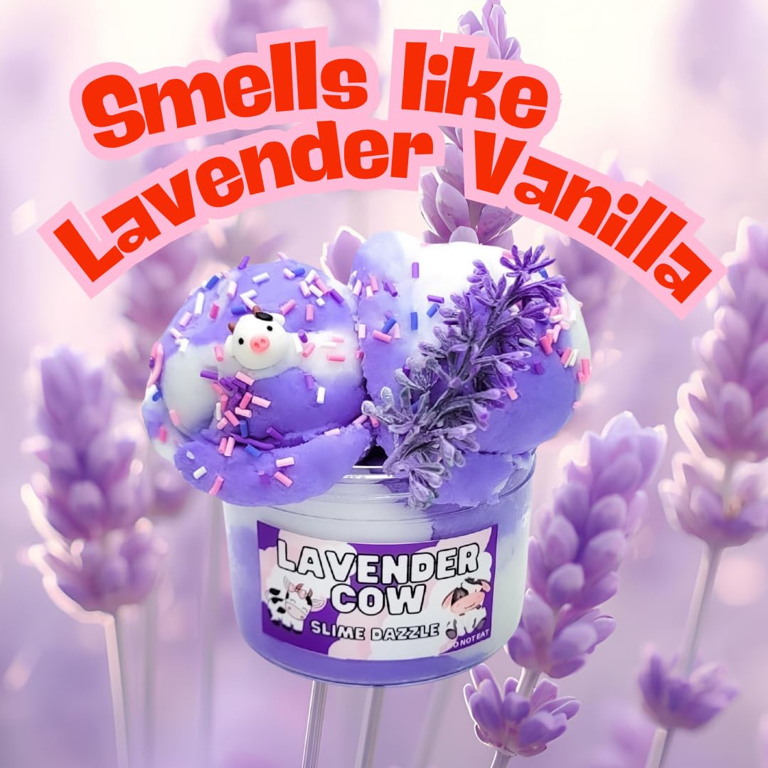 Generic Lavender Cow Cloud Slime - Relaxing Small Lavender Scented Toy, Drizzly Slime Made in USA
