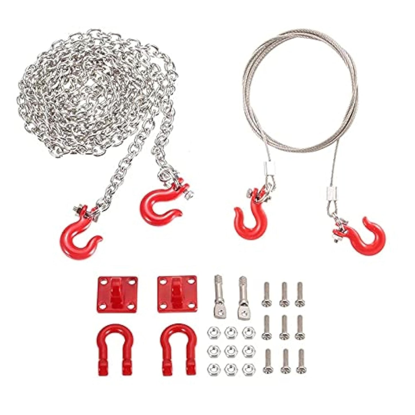 Tow Hook Trailer Chain for 1:10 RC Car Crawler, Tow Hook Steel Tow Rope,U Shaped Rescue Tow Hook for Traxxas Trx4 Axial Scx10 Wr