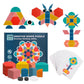 Usatdd 180 Pcs Wooden Tangrams Pattern Blocks Set Geometric Manipulative Shape Puzzle Kindergarten Classic Educational Montessori Toys For Kids Toddlers Ages 4-8 With 24 Pcs Flash Cards
