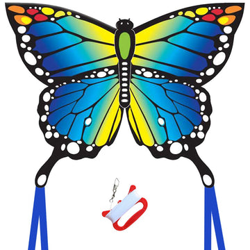 Large Butterfly Kite For Kids And Audlts,120X95Cm With Long Tails, Easy To Assemble And Fly For Beginner, Easy-Grip Handle With